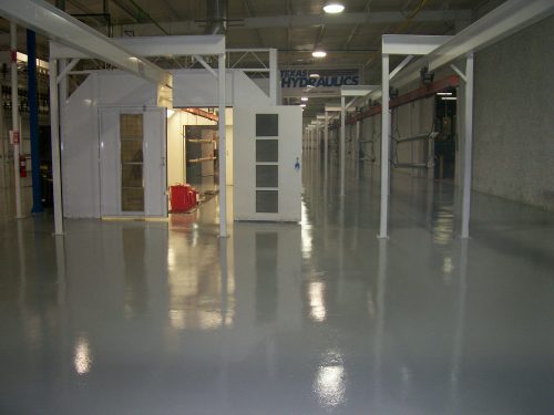 Epoxy floor coatings in manufacturer paint booth