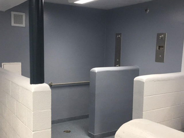 Industrial Applications, inc. installed decorative quartz into a bathroom.