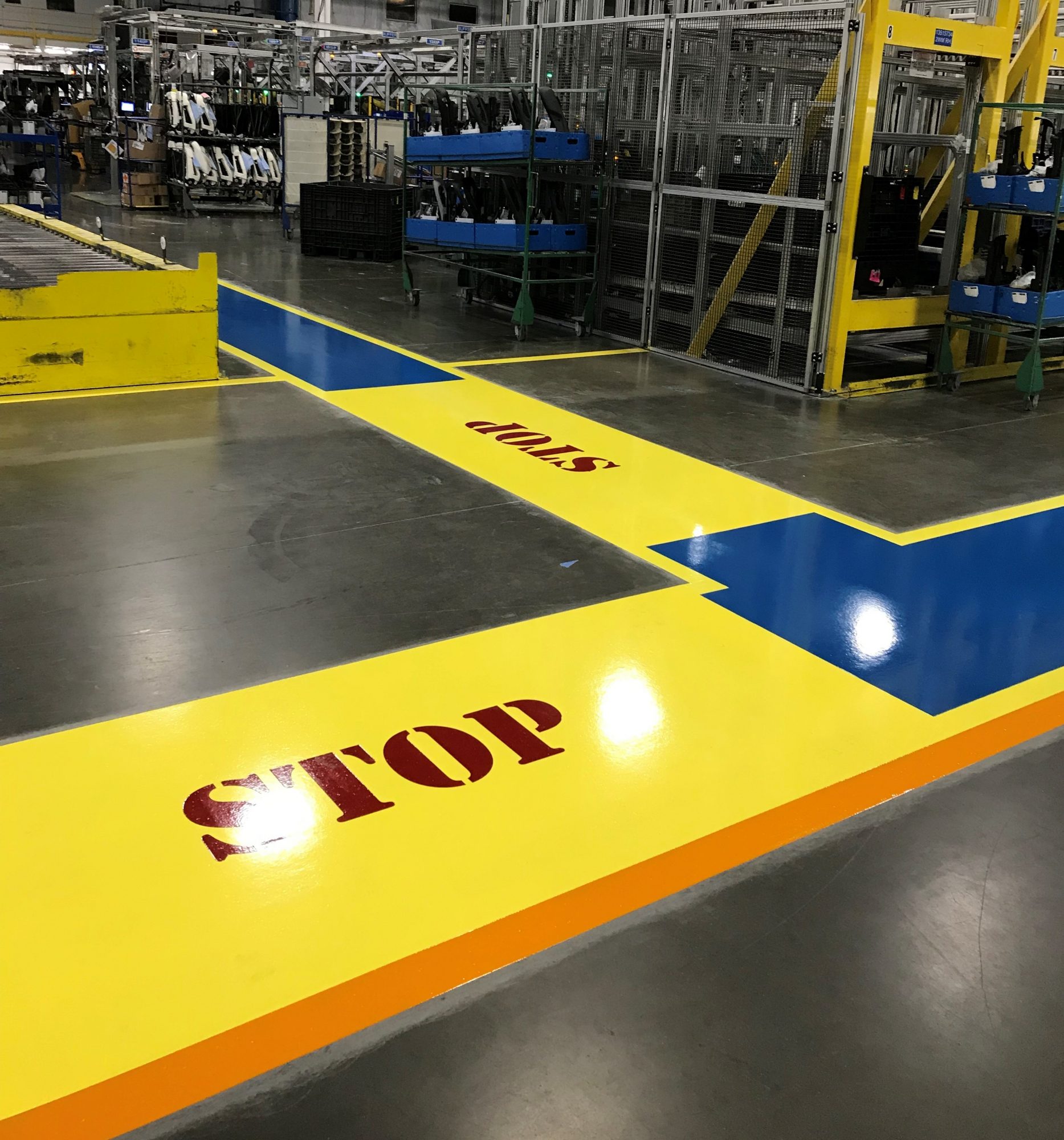 safety striping, 5S, epoxy floor coatings, aisle coatings, epoxy coatings