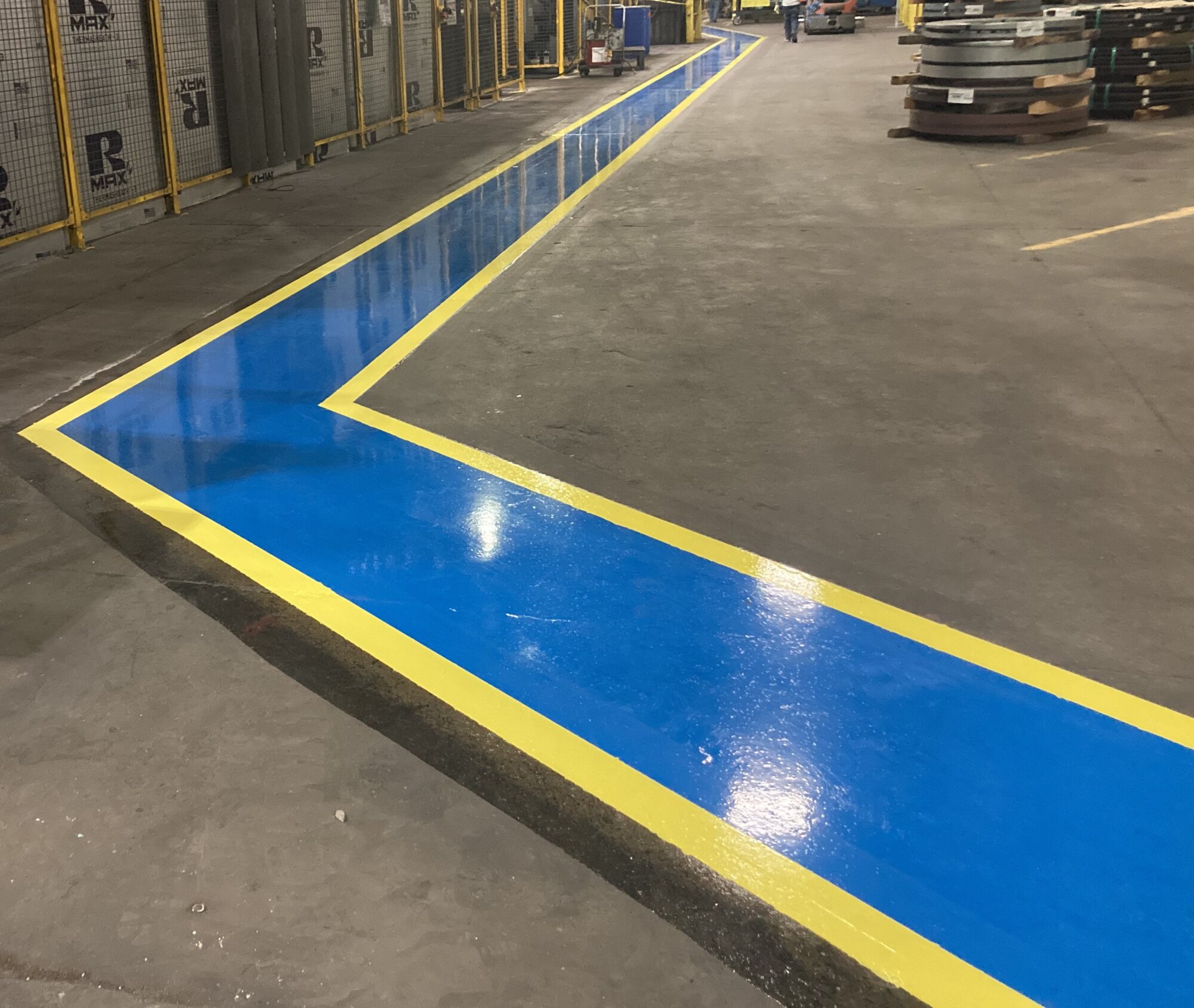 Safety striping, industrial safety, pedestrian walkways in manufacturing, epoxy floor markings, 5S, TeamIA, Industrial Applications Inc, epoxy flooring solutions, flooring contractors Memphis TN, Memphis TN