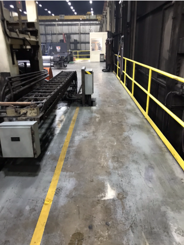 Epoxy floor coating, concrete floor coatings, epoxy coatings, epoxy floor coatings, epoxy coating, safety striping, manufacturing aisles, Industrial Applications, Inc, IA30yrs