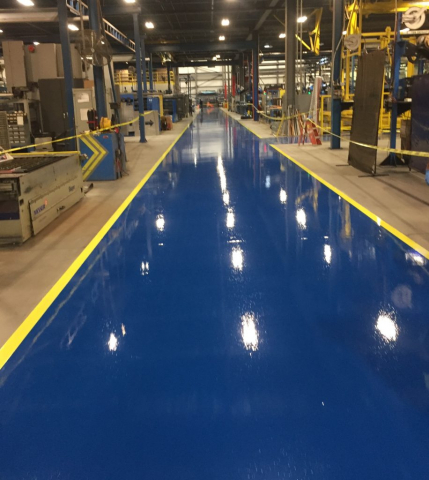 safety striping, epoxy coating aisles, industrial aisles, epoxy floor coatings