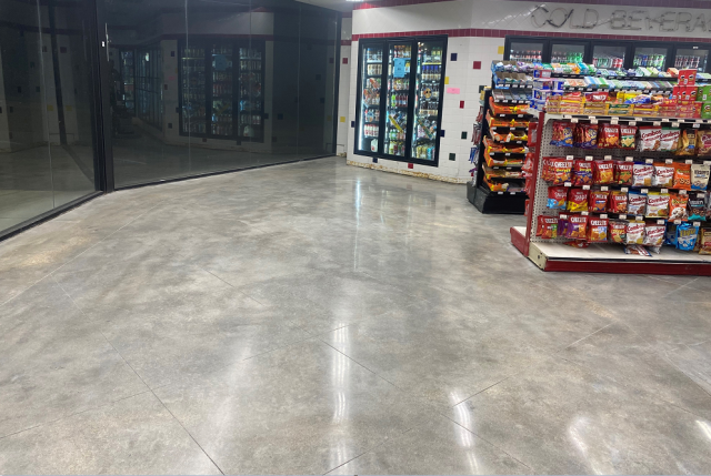 Polished concrete, concrete polishing, convenience store flooring, polished concrete store floors, Industrial Applications Inc., TeamIA, flooring contractor Oakland MS, Oakland MS