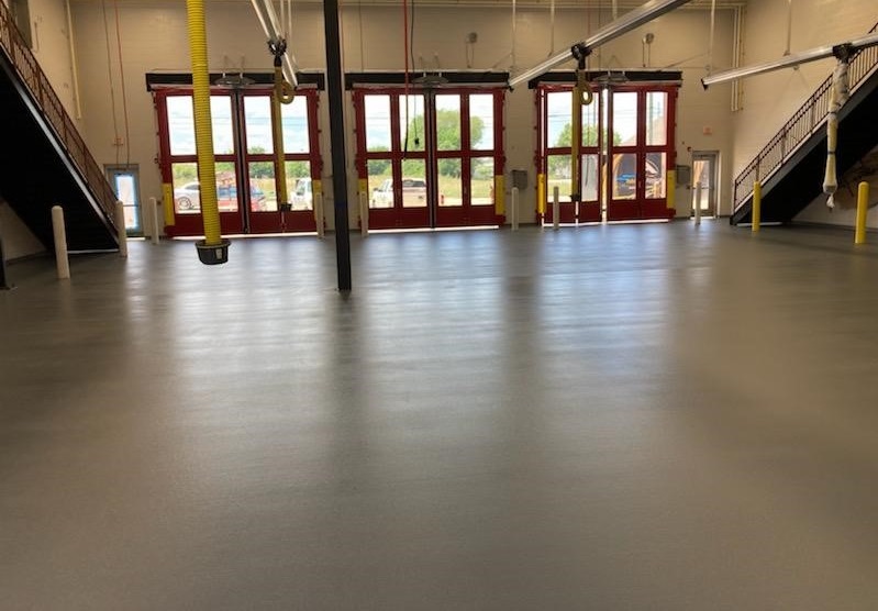 Fire Station flooring, epoxy floor coating, fire house flooring, engine house epoxy floor, epoxy coating systems, safety striping, Industrial Applications Inc., TeamIA, flooring contractor Centerville GA, Centerville GA