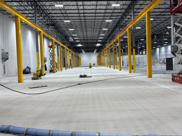 Industrial Application, Inc. double shot blasted flooring for epoxy install at a manufacturing facility.