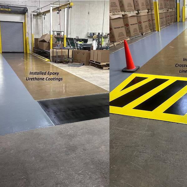 Team IA sealed the floor joints, prepped the concrete and coated nearly 5,000 square feet of aisles and crosswalks with an epoxy urethane floor coating system all during the tight shutdown window of availability.  